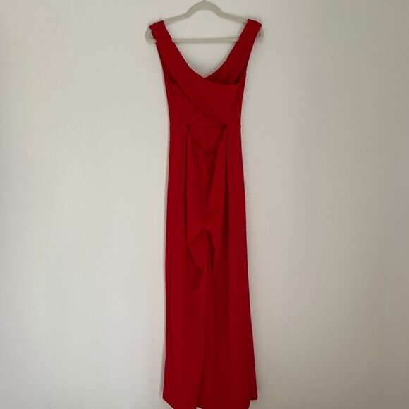 BaeVel Boutique Bright Red Crossback Wide Leg Romper Jumpsuit - Picture 2 of 7